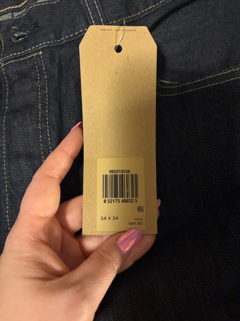 Levi's 501 Men's Dark Indigo Straight Jeans - 34x34 NWT - Picture 3 of 5